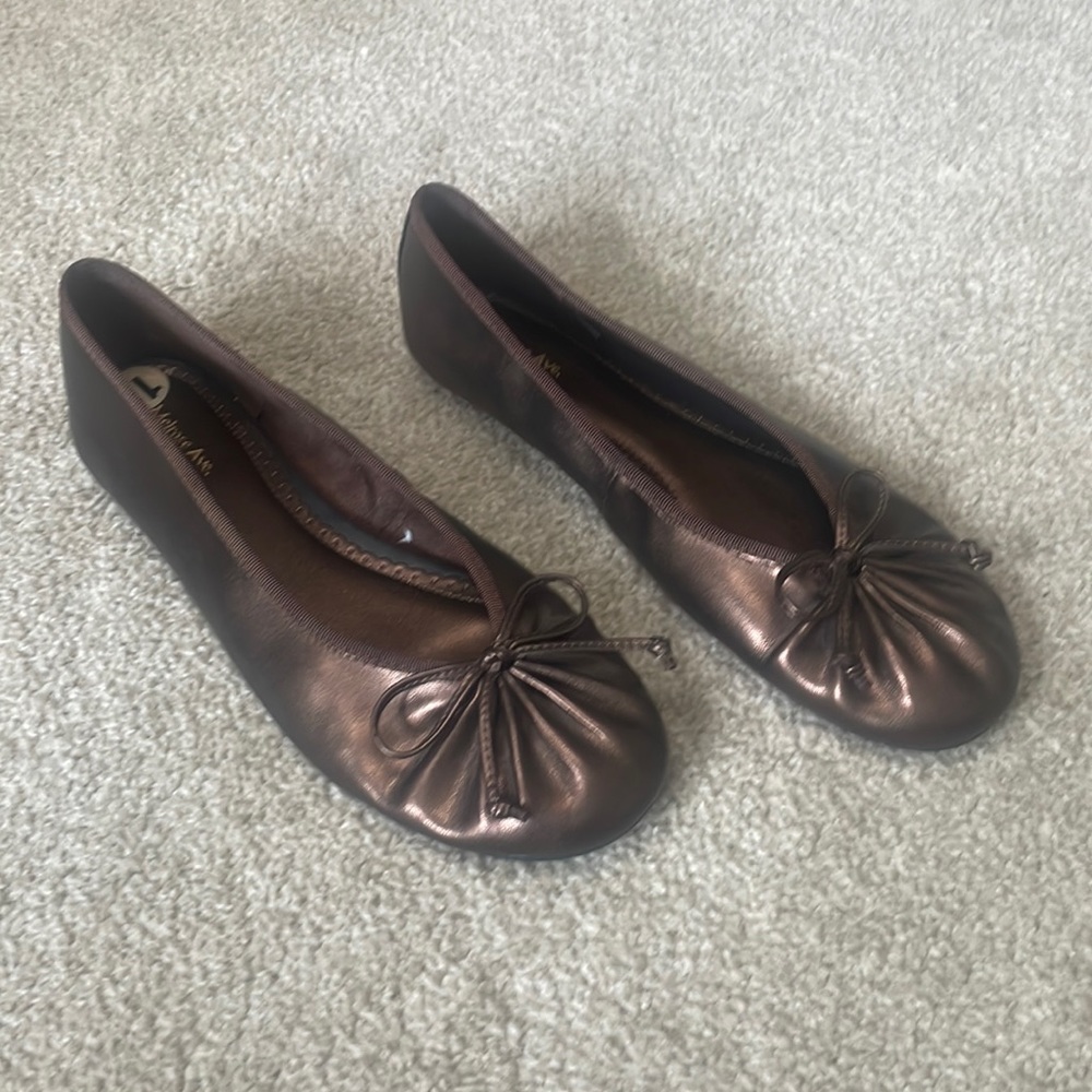 Melrose Ave. Pleated Ballet Flats Bronze